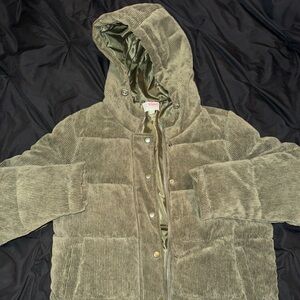 Olive Green Hooded Outerwear